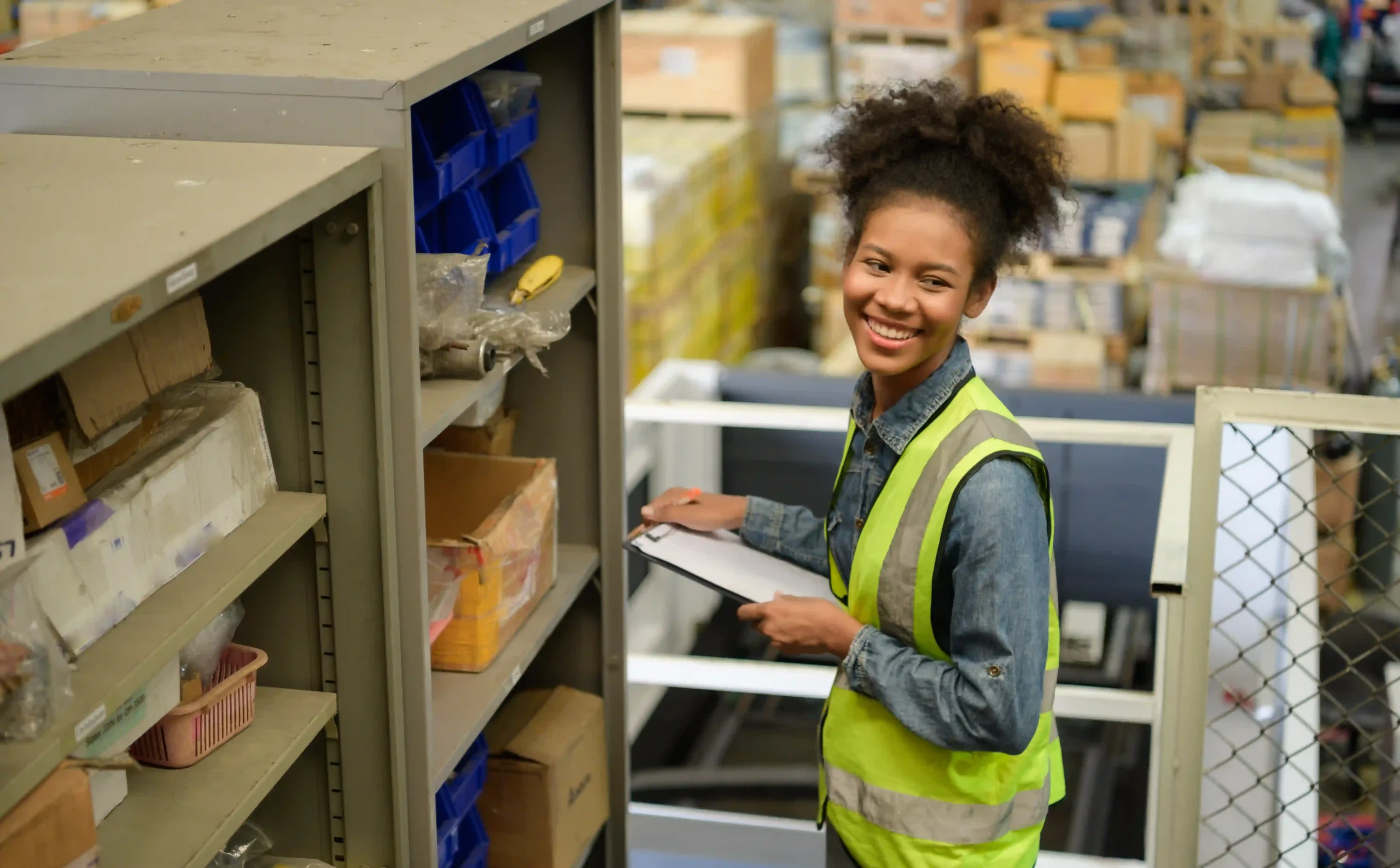 Warehouse employee tracking inventory accuracy as part of order fulfillment metrics