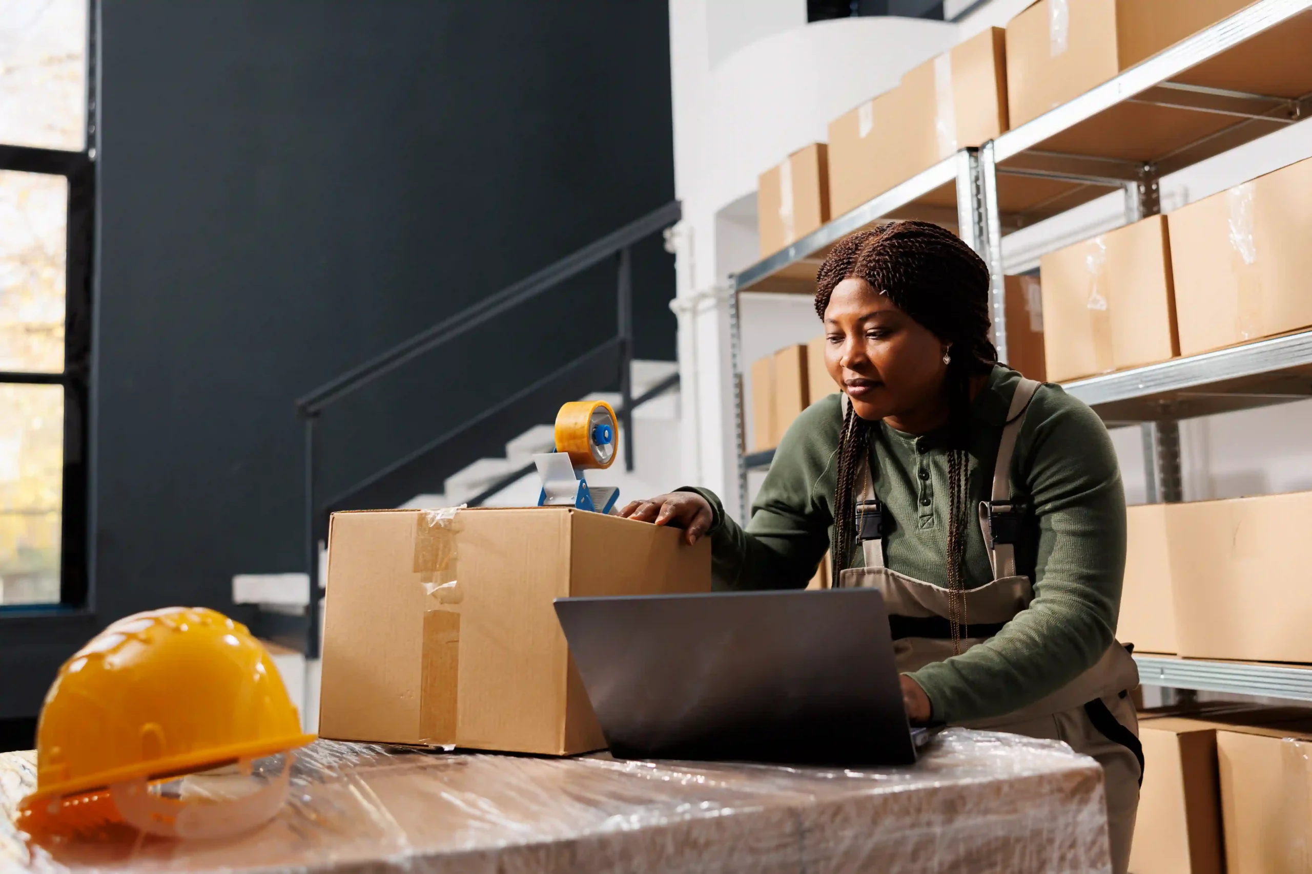 Fulfillment specialist reviewing packaging efficiency to improve order fulfillment metrics