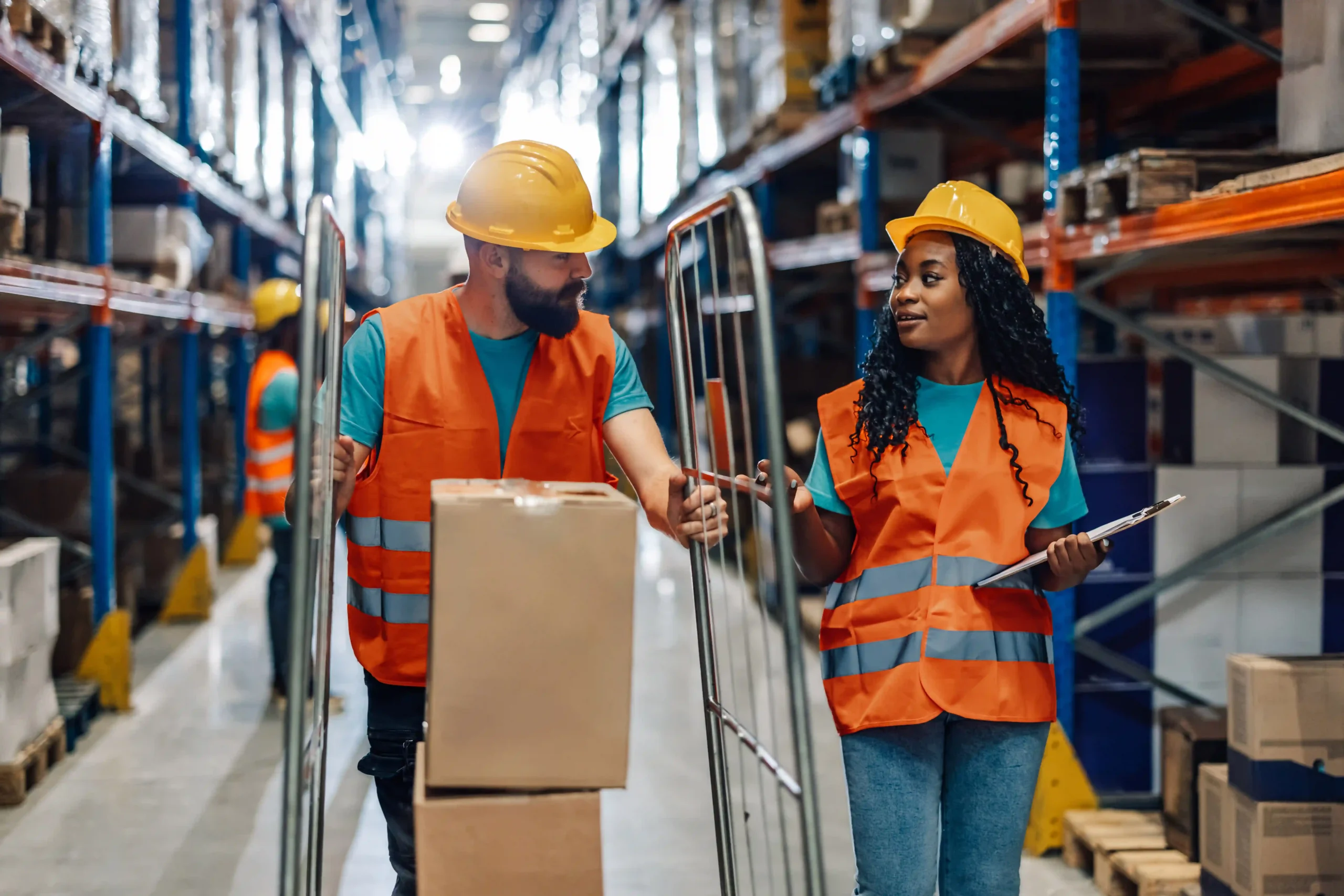 Warehouse workers coordinating shipments as part of third-party logistics services 2025 operations.