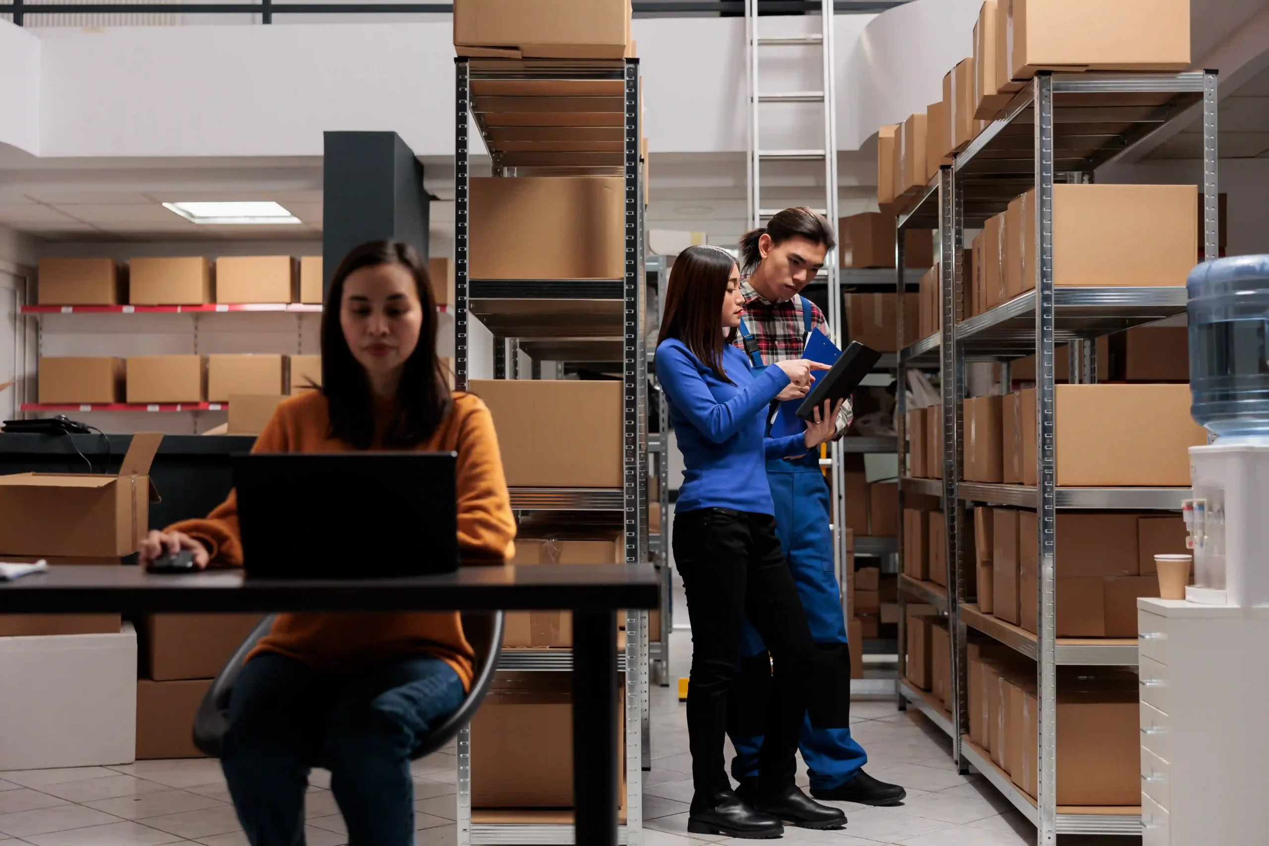 Warehouse team using digital tools to manage orders at a top 3PL fulfillment company facility