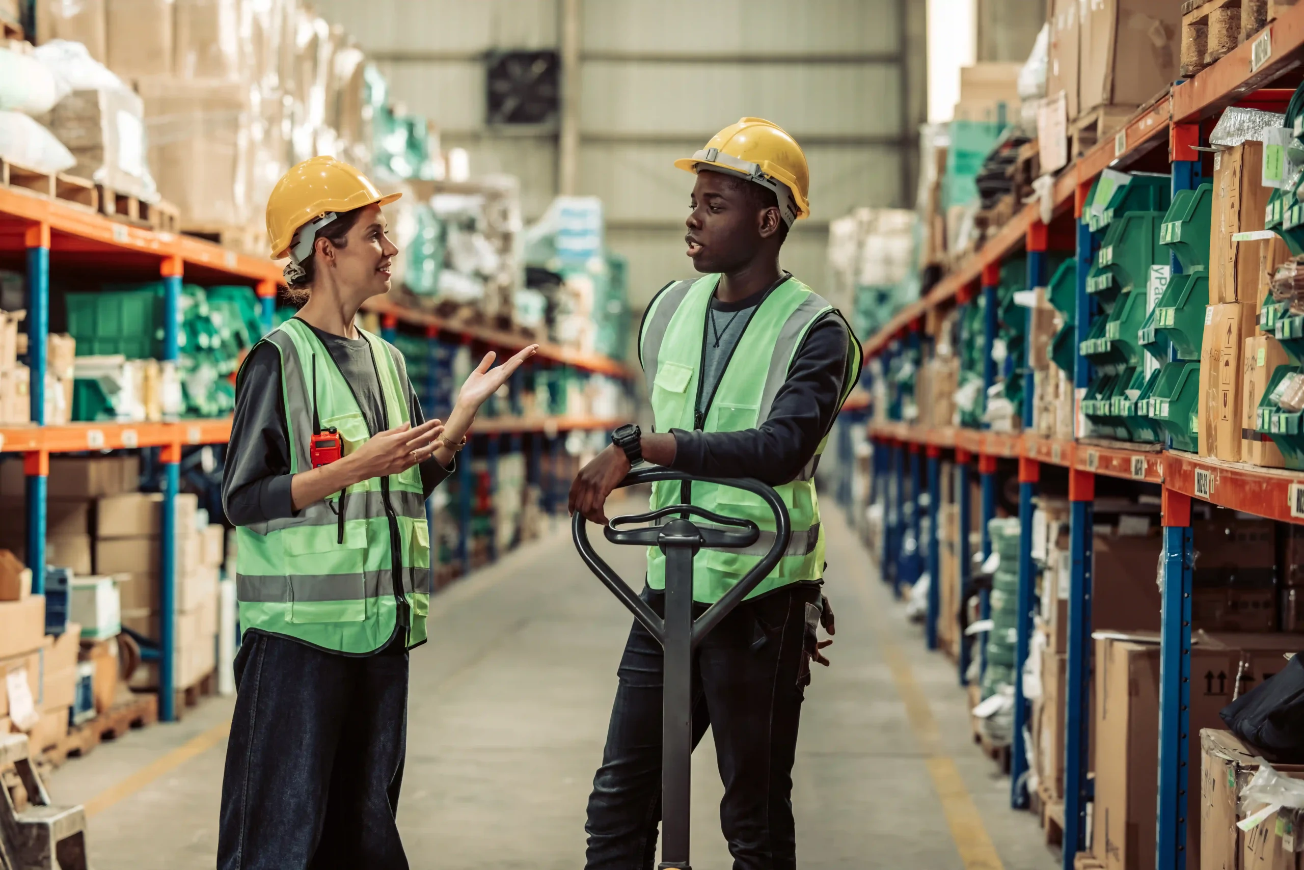 A warehouse supervisor ensures smooth distribution by leveraging supply chain network optimization tools for efficiency.