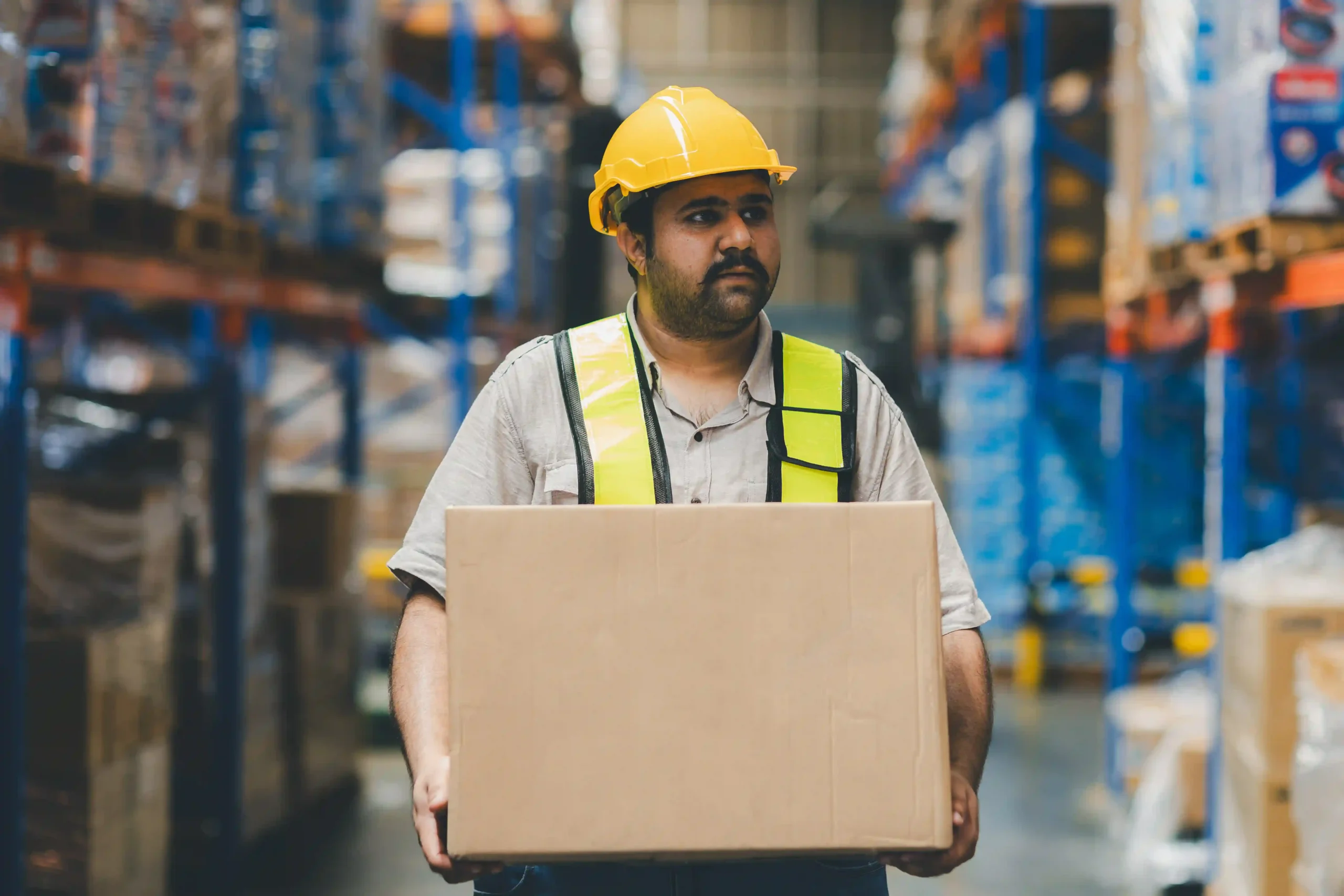 Warehouse employee preparing shipments as part of daily order delivery services